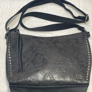 Sak Purse Leather Embossed Black Adjustable Strap